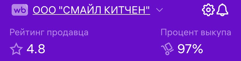 Кабинет Wildberries: рейтинг продавца 4.8, процент выкупа 97%